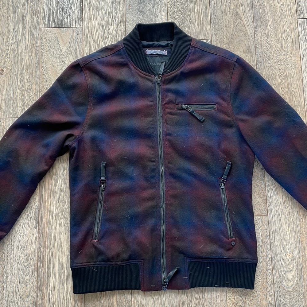 Madison Supply maroon-blue-black mid-weight bomber